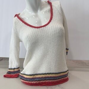 Tommy Bahama White and Red Scoop Neck Sweater